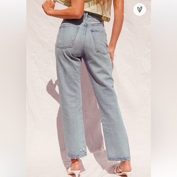 Agolde 90s Mid Rise Light Wash Loose Fit Distressed Jeans size 27 - Picture 5 of 9